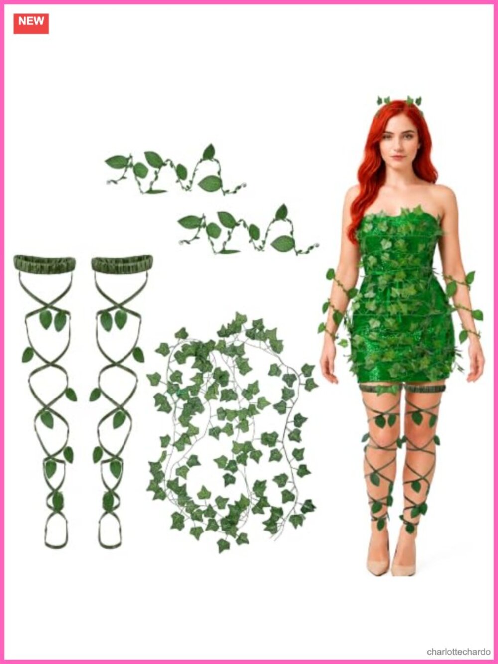 6 Piece Ivy Costume Accessory Set Fairy Arm Leg Wraps Halloween Cosplay